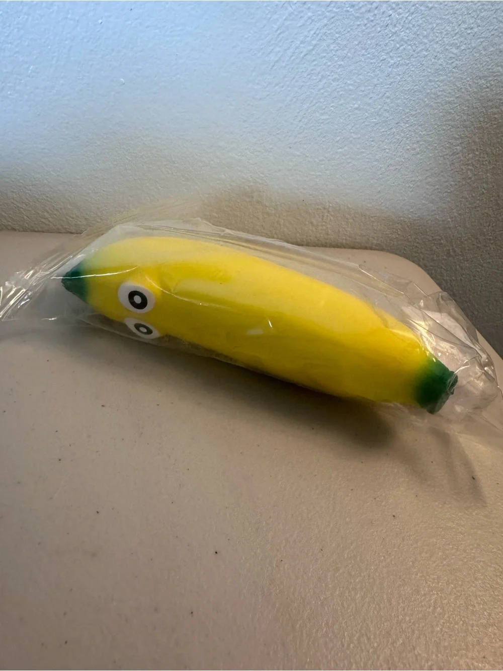 Yellow Banana Squishy Toy with Green Tips